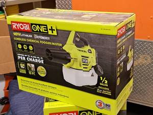 lot 125 image: Ryobi One 12-Gallon 18V Cordless Chemical FoggerMister (New ) with Battery, Charger