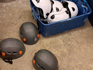 lot 130 image: Lot of (8) Assorted Hard Hats with Tote