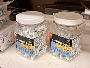 lot 248 image: Lot of (2) GB Bottles of 34 Wood Cable Staples