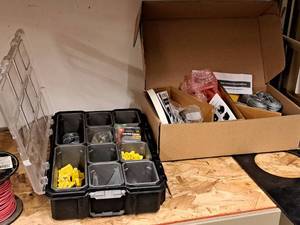 lot 260 image: Husky Organizer with Contents and Box of ATMOX Insulation Cables and Connectors