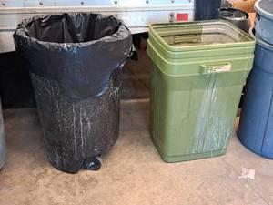 lot 295 image: Lot of (2) Plastic Garbage Cans - One Rolling, One Stationary
