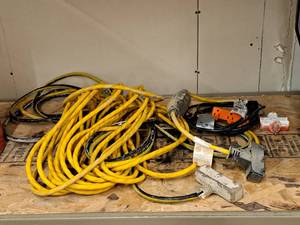 lot 313 image: Lot of (2) Extension Cords & Extra Plugs
