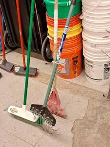 lot 376 image: (2) Rakes and (1) Push Broom