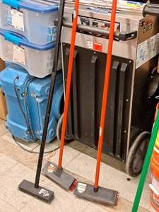 lot 377 image: Lot of (3) Floor Scrubbers  Deck Brooms