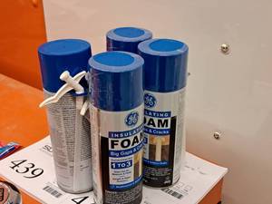 lot 408 image: Lot of (4) GE Insulating Foam - Big Gaps and Cracks - Aerosol Cans