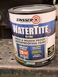 lot 409 image: Lot of (1) Zinsser WaterTite LX 1-Gallon Mold & Mildew Proof Waterproofing Paint - Water-Base - Tintable