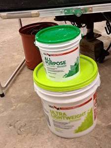 lot 419 image: Lot of (2 Partial Pails) Joint Compound - 3.5-Qt All Purpose, 5-Gallon Ultra Light