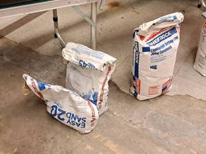 lot 420 image: Lot of (3) Assorted Joint Compounds - (1) Partial Bag of 20, (1) Partial Bag of 45, (1) Full Bag Light Weight 90 18-lbs