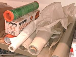 lot 454 image: Lot of (8 Partial Rolls) Steelcoat Painters Plastic, Assorted Paper - Poly - Film
