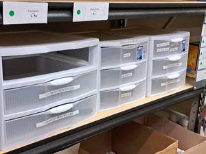 lot 473 image: Lot of (3) Plastic Parts Organizer Cabinets 3-drawer