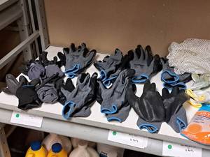lot 484 image: Lot of (13 Pair) Gloves - (11) XL Work Gloves, (1) XS Work Gloves and (1) Latex