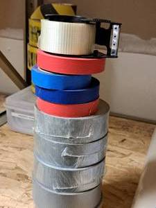 lot 510 image: Lot of (10 Rolls) Assorted Tape - Duct Tape, Painters Tape, Reinforced Packaging Tape