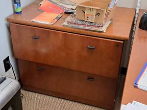 lot 556 image: Wood Lateral File Cabinet 2-drawer