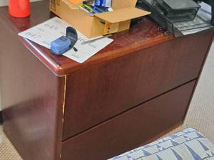 lot 598 image: Wood Lateral File Cabinet 2-drawer