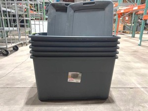 lot 407 image: STERILITE 35 GALLON TOTES WITH LIDS FIVE TOTAL