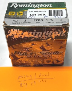 lot 399 image: Remington HyperSonic Steel 12 Gauge Ammunition