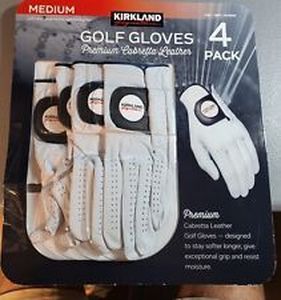 Kirkland Signature Golf Gloves Premium Cabretta Leather, Medium, 4 Pack