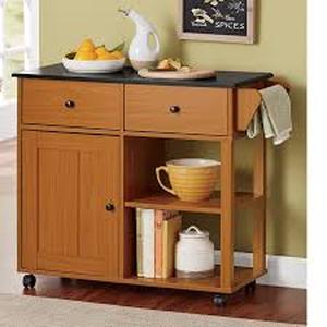 Katie Small Kitchen Cart with Storage-Black Oak-Missing Hardware