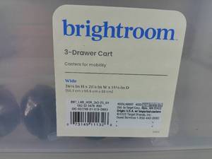 3 Drawer Wide Cart Gray - Brightroom