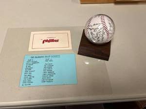 lot 341 image: 1983 Philadelphia Phillies Baseball with Facsimile Autographs