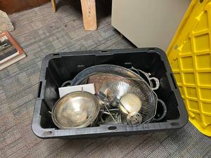 lot 375 image: Heavy Duty Tote of Silver Plated Items
