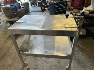 lot 27 image: SS Table with Can Opener