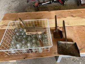 lot 597 image: Mixed Vintage Lot - Craftsman Wood Clamp, Insulators