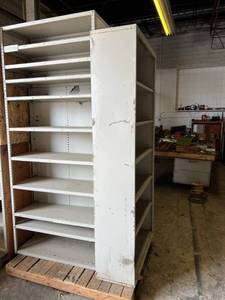 lot 624 image: 3 Metal Shelving Units Mounted on Pallet