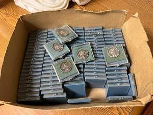 lot 719 image: Box of NOS Commemorative Coins First Lunar Landing July 20 1969