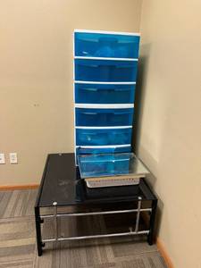 lot 745 image: Storage Cabinet, Coffee Table & Medicine Cabinet