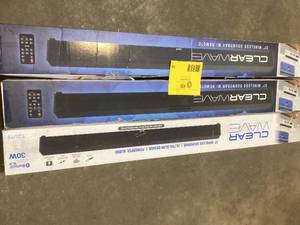 Lot of clear wave 30 watt wireless soundbar speakers Customer returns See Pics