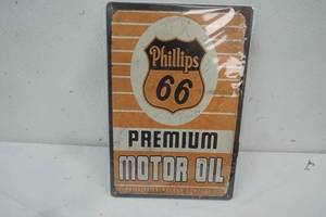 lot 72 image: Tin Sign 8x 12  Phillips 66 Motor Oil