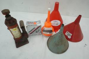 lot 99 image: Garage findings, Funnels, Jack, Ammo