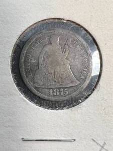 lot 41 image: 1875 US SEATED LIBERTY DIME