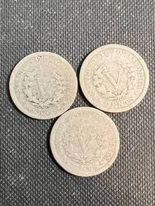 lot 42 image: 3 US V NICKELS 1883 1896 1897