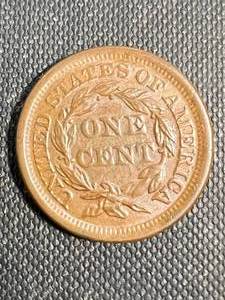 lot 57 image: 1856 US BRAIDED HAIR LARGE CENT