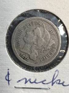 lot 72 image: 1871 US 3 CENT NICKEL
