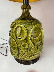 lot 8 image: Vintage Green Lamp with Original Shade