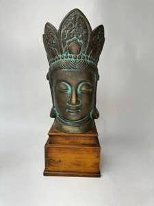 lot 20 image: Buddha Head Bust Statue
