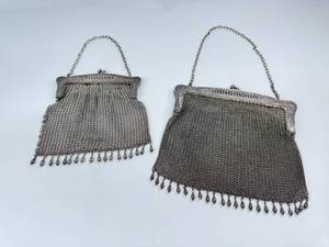 lot 30 image: Two Antique German Silver Metal Mesh Purse Handbags