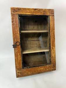 lot 57 image: Antique Primitive Wood Wall Cabinet