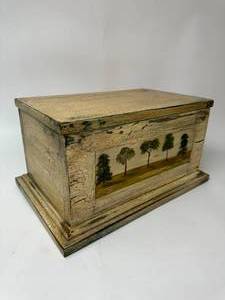 lot 62 image: Primitive Style Wood Box with Trees