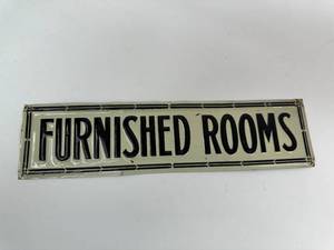 lot 75 image: Vintage Furnished Rooms Tin Sign