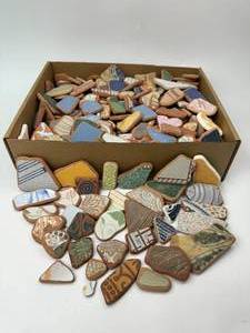 lot 80 image: Full Box of Sea Pottery Shards - Heavy