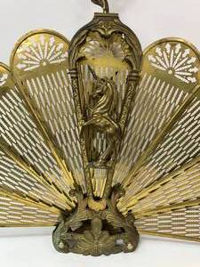 lot 82 image: Vintage Brass Unicorn Fireplace Screen