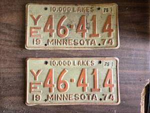 lot 125 image: Matching Pair of 1974 Minnesota License Plates