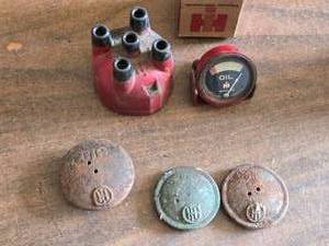 lot 241 image: International Harvester Distributor Cap, Oil Gauge and Other