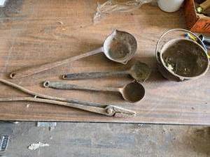 lot 250 image: Lead and Metal Smelting Tools, Ladles, Bowl