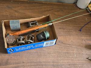 lot 273 image: Old Fishing Reels, Ice Fishing Rods