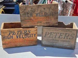 lot 276 image: Peters High Velicity Wooden Ammo Boxes - Bottoms are Rough